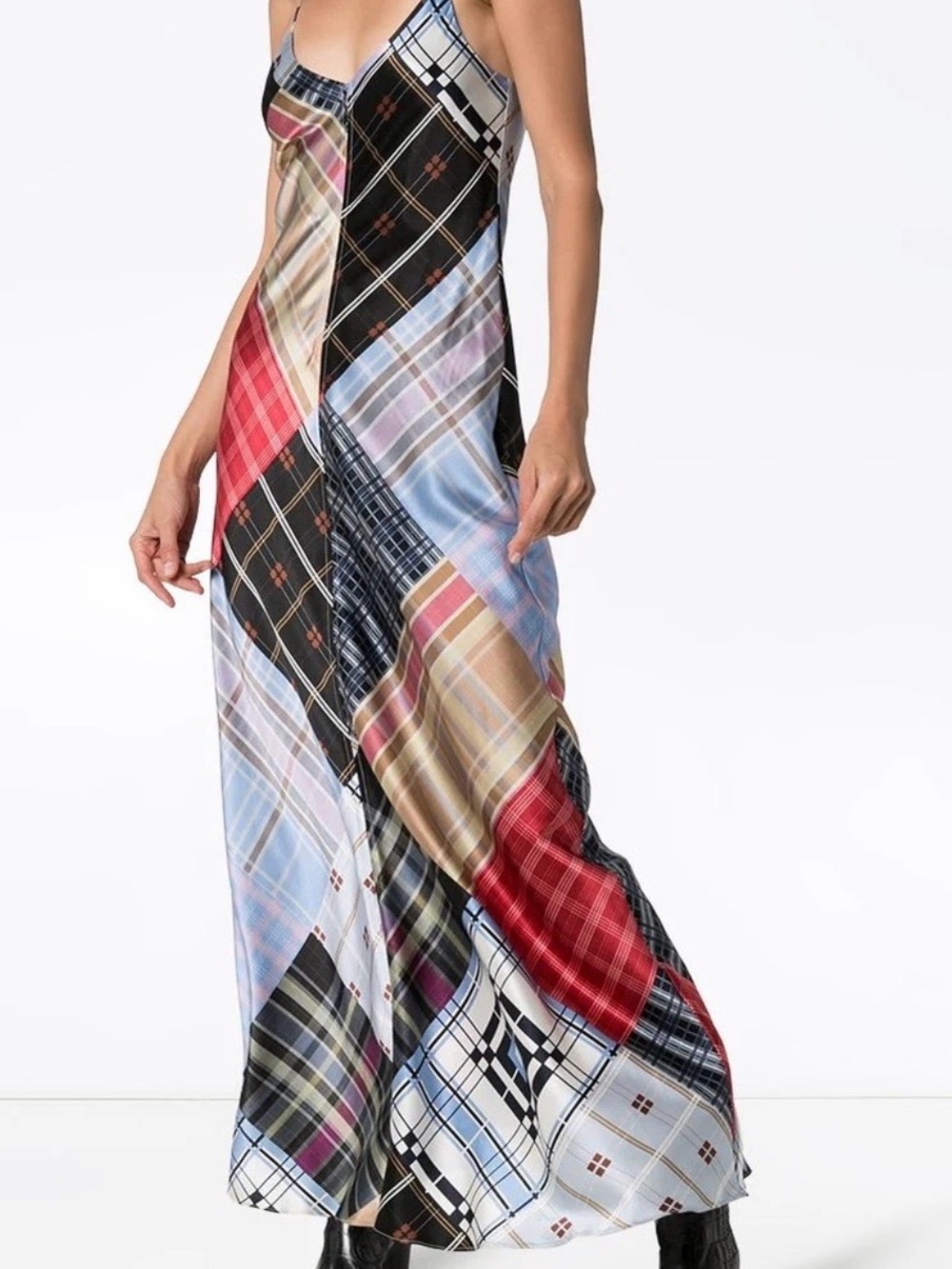 Ganni Plaid Slip Maxi Dress